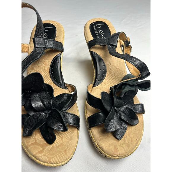 BOC Born O Concept Womens Size 8 Shoes Black Floral Slingback Wedge Sandal - Picture 9 of 15